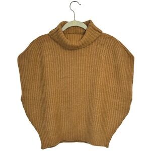 By Together Anthropologie Brown Knit Turtleneck Sweater Vest Womens Small